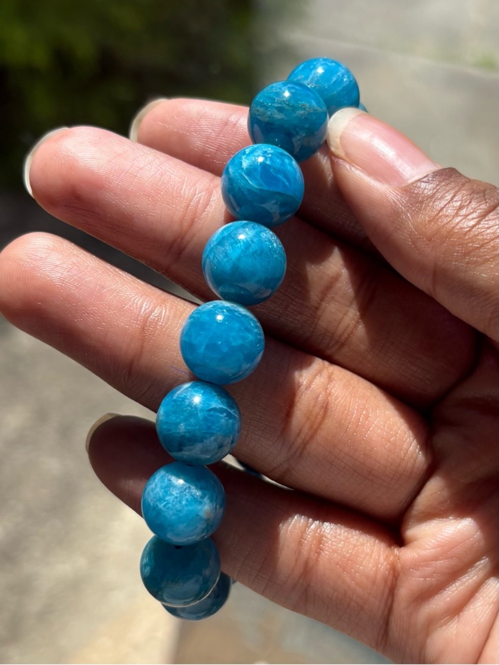 Blue Apatite Crystal Bracelet 12.7mm - Picture 5 of 10